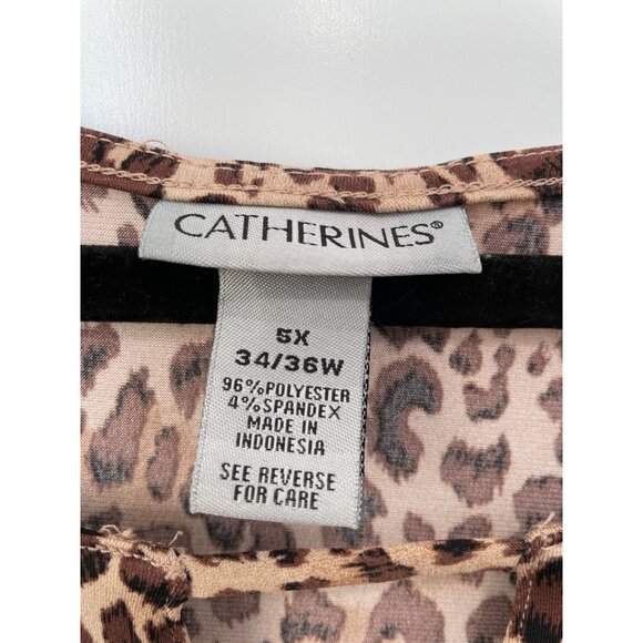 Catherines Leopard Print Sleeveless Tank Top Women 5X Plus Size Tan Animal Print - Picture 3 of 6